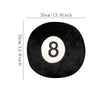 Black memory foam ball pillow cushion with the number 8 printed in white
