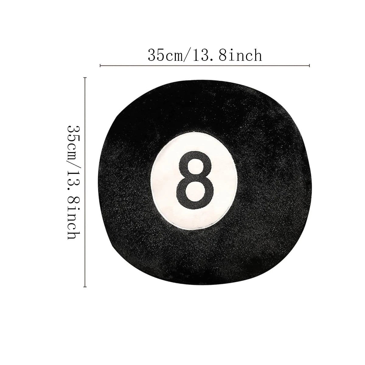Black memory foam ball pillow cushion with the number 8 printed in white