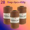 Three spools of Hollow yarn, each containing 28 skeins, totaling 450g for knitting and crochet.