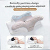 Butterfly partition design sleeping pillow with side and supine sleeping areas for guided posture adjustment