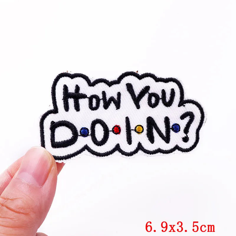 Black embroidered patch with the text How You DO IN?