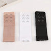 Three sets of adjustable bra extender straps in beige, white, and black for enhanced comfort