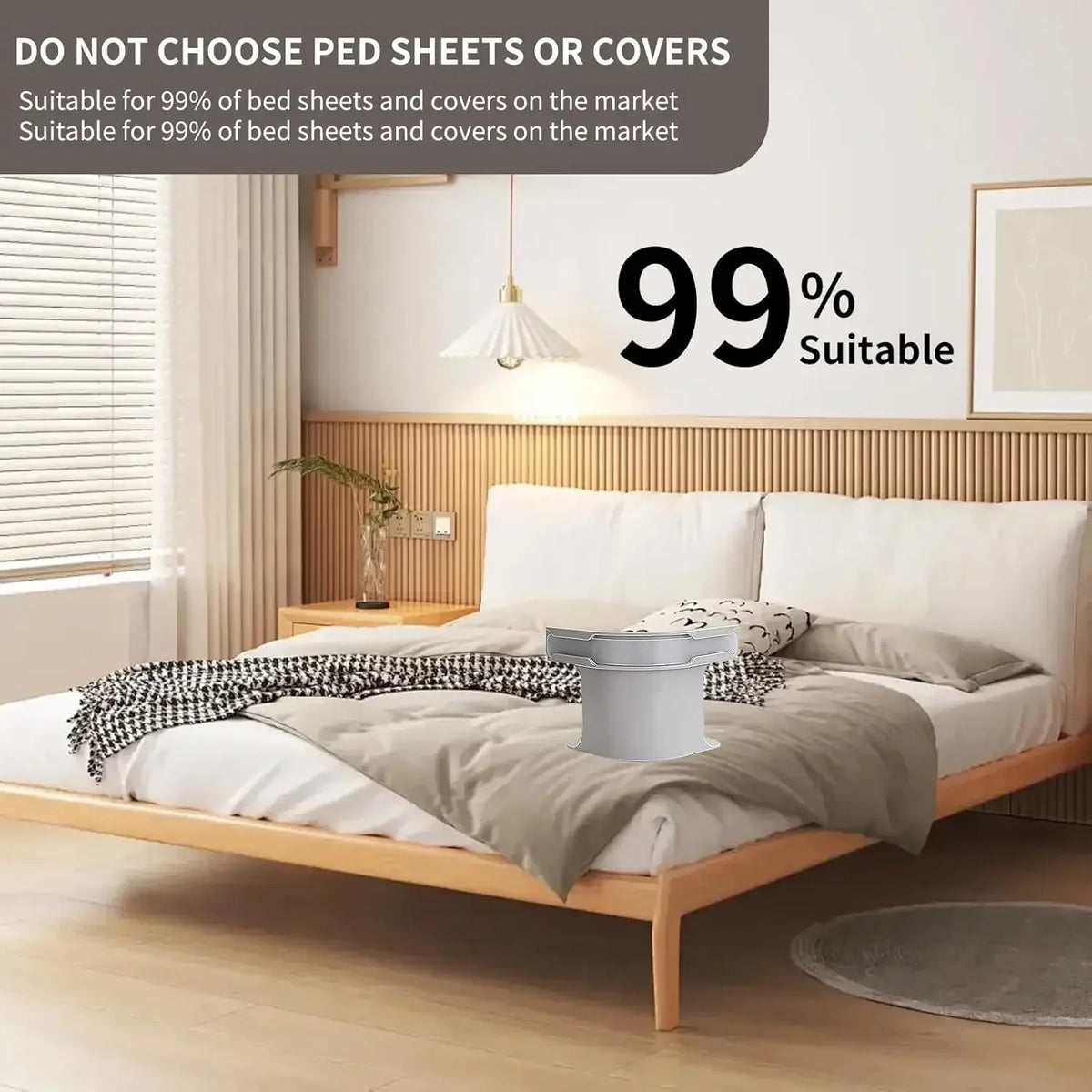 A close-up of a bed with sheet grippers installed on the mattress, demonstrating their use for securing bedding.