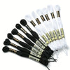 A collection of 12 pack rainbow gradient embroidery floss threads in various colors and lengths.
