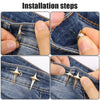 Installation steps showing how to attach Y2K star clips to denim fabric