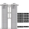 Diagram showing how to measure a curtain panel, illustrating various height and width dimensions.