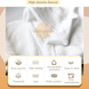A close-up of a white high density flannel throw blanket showing texture and features like warmth and softness.