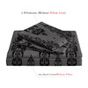 A set of two pillowcases and one duvet cover featuring a black and gray damascus pattern.