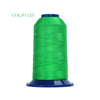 A spool of bright green high tenacity polyester embroidery thread labeled COL.P1125.