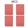 A set of four pink iron-on fabric repair patches.