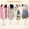 Four usage scenarios showing a cardigan sweater, dress, shirt, and skirt.