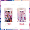 Front and back view of cartoon paper gift bags for parties and small treats featuring colorful characters
