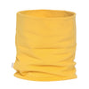 A yellow soft cotton warm neck scarf rolled into a cylinder shape.