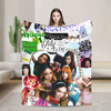 A cozy K-Pop fleece throw blanket featuring various female idols and the text My Way