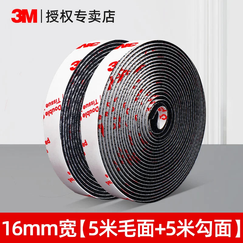 Roll of 16mm hook and loop tape with double-sided adhesive for various applications