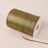 A roll of 10-meter gold and silver glitter satin ribbon with a white core.