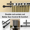 Double rod curtain rod set in black metal for better sun control and comfort