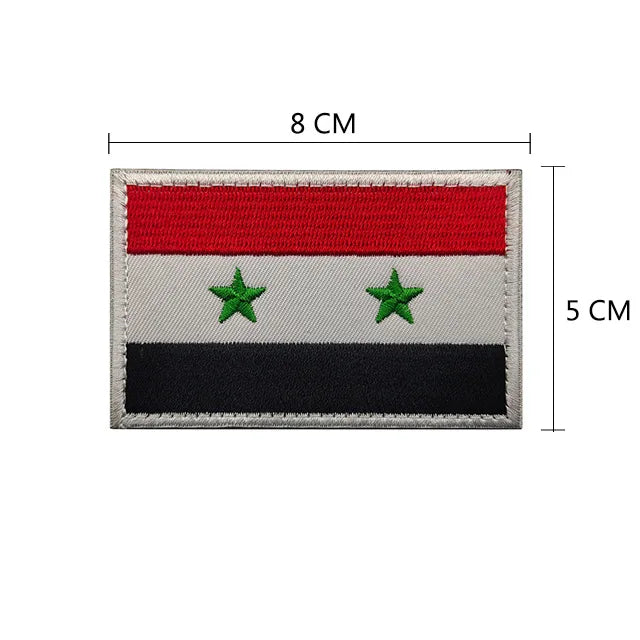 Tactical embroidered patch featuring the Palestinian flag design with red, white, and black stripes and green stars