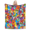 A colorful flannel throw blanket featuring characters from Sesame Street and Elmo Friends