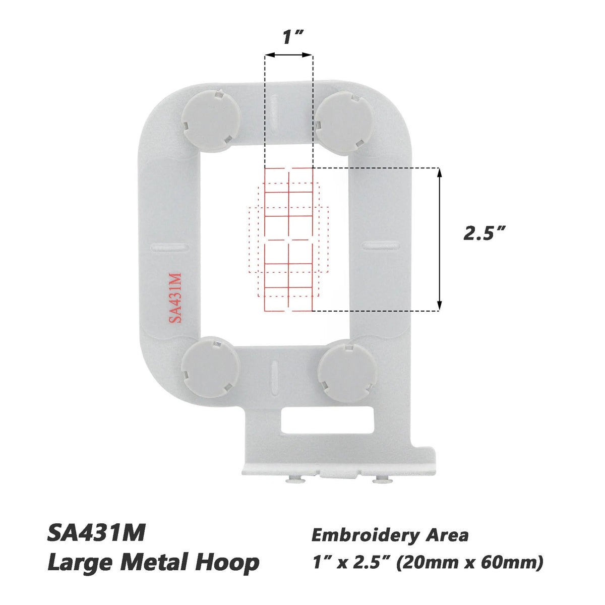 SA431M Large Metal Hoop with 1 inch by 2.5 inch embroidery area