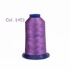 A spool of purple embroidery thread, color 1451, for high tenacity polyester work.
