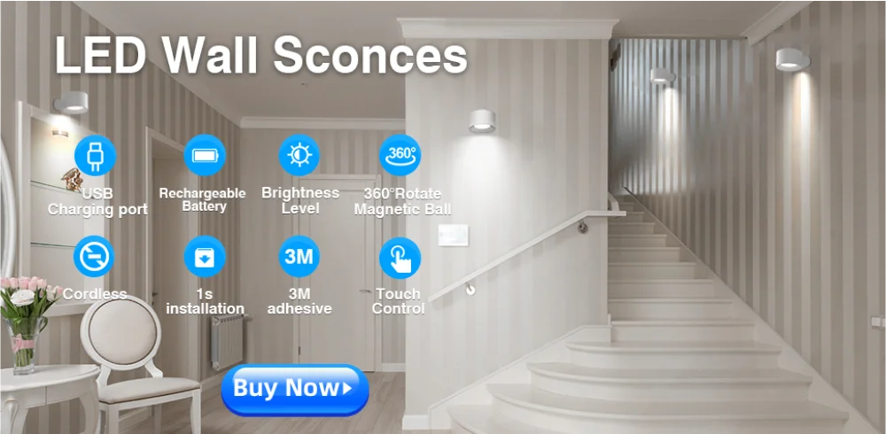 LED wall sconces illuminating a staircase with modern lighting features