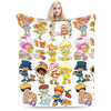A plush throw blanket featuring various Strawberry Shortcake characters in colorful illustrations.