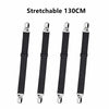 Four black stretchable bed sheet corner straps measuring 130cm