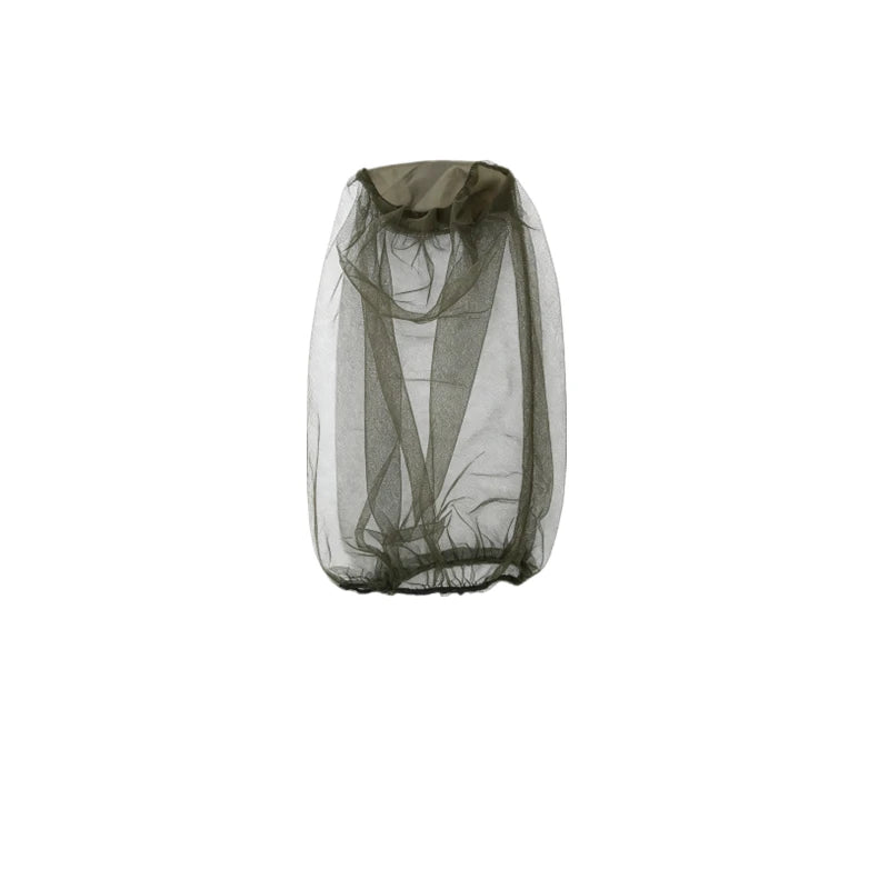 A black mesh mosquito protection fishing hat shown from above.