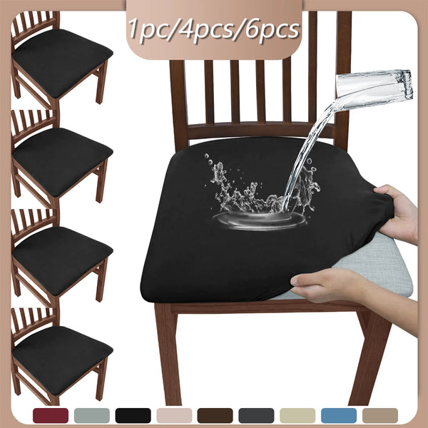 Black elastic bench cover with a water faucet pouring water onto the fabric