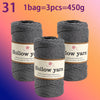 Three spools of Hollow yarn, 1 bag equals 3 pieces, totaling 450g for knitting and crochet.