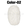 A ball of white soft velvet chenille yarn labeled Color-02 for crafting.