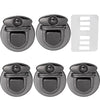 A set of five metal bag lock clasps for handbags and totes, shown in silver color.