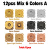 A set of 12 metal magnetic snap buttons in six colors including Golden, Silver, Copper, Gunblack, Light Golden, and Rose Gold