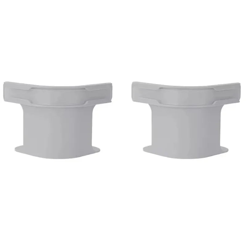 A pair of white heavy duty bed sheet corner tightener clips.