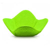 Bright lime green quilted microwave bowl cozy designed to hold hot dishes.
