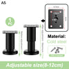 Black cold steel adjustable furniture support legs with 4 screws and a 6cm height.