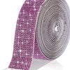 Pink crystal rhinestone sticker ribbon with diamond trim rolled up for crafting and decor