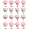A set of pink and white adjustable quilt and fabric clips.