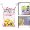 Mesh baby bath organizer storage bags with silicone toys and bottles for organizing bath items