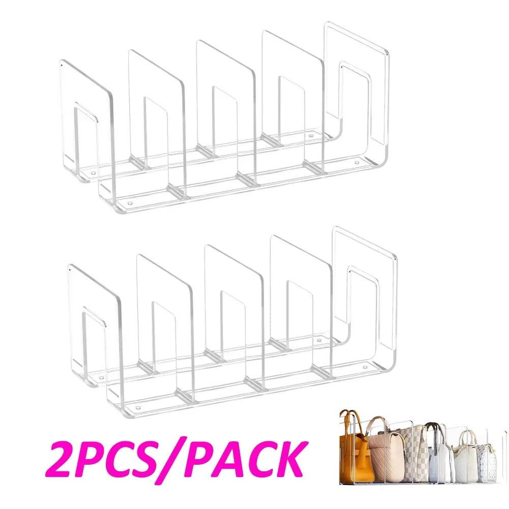 A set of two clear plastic storage organizers designed for holding and displaying items.