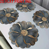 Six dark blue and gold floral placemats for modern dining tables