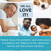 A collage showing people enjoying a waterproof zipper pillow protector cover in various contexts.