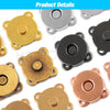 A collection of metal magnetic snap buttons in gold, silver, and black finishes.