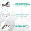 Close-up view of adjustable sheet corner grippers with nylon teeth and nickel-plated clamps on a white fabric.