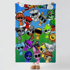 A colorful illustration of various characters in the Incredibox style on a blanket.