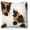 A decorative pillow cover featuring a brown and black leopard print pattern on a white background.