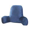 A plush, navy blue lumbar support cushion with arms.