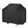 A black waterproof BBQ grill cover is shown from the side.