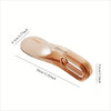 A rose gold heavy duty mattress lifter and bed linen organizer shown in profile with dimensions.